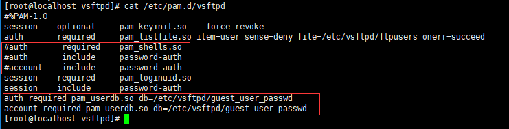 虚拟模式修改vsftpd文件